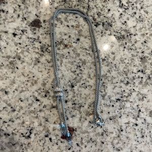 *not Mejuri* Sterling Silver 925 Necklace with Blue topaz and accent diamonds